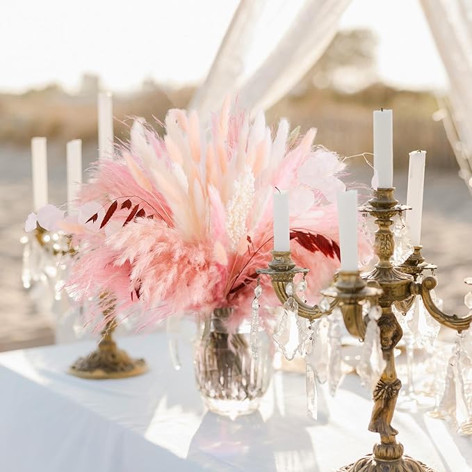 N&T NETING 85Pcs Pink Pampas Grass Decor, Natural Dried Floral Pampas Grass - Image 7