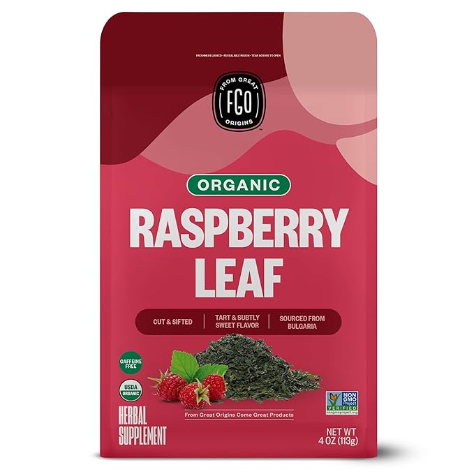 FGO Organic Red Raspberry Loose Leaf Herbal Tea, Cut and Sifted, Caffeine Free by FGO