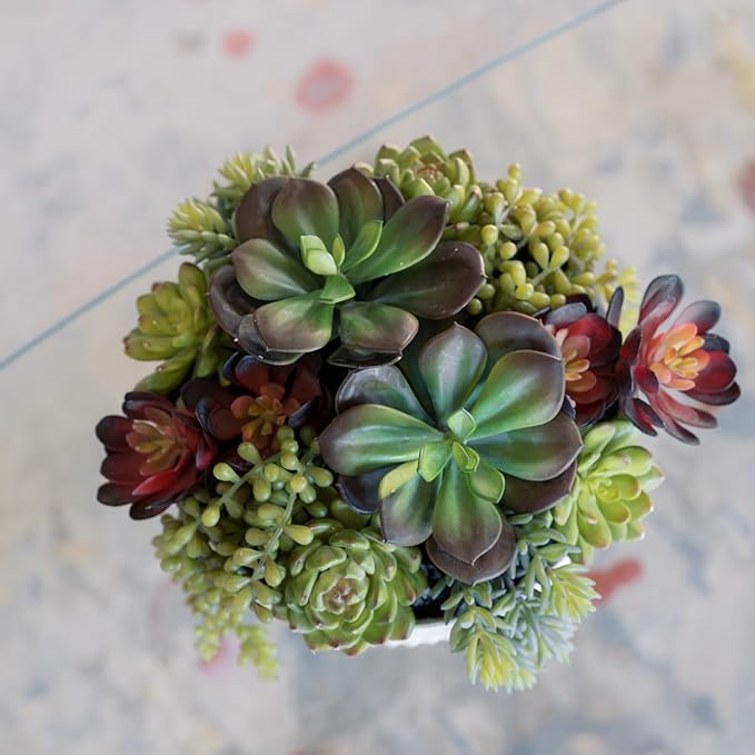 Round Faux Succulent Arrangement, Display on Any Surface in Your Home Adding an - Image 3