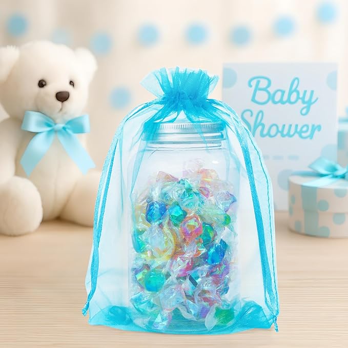 ANZNKU 50 Pack Organza Bags 6x9 Inch, Mesh Bag Drawstring Large Organza Gift - Image 5