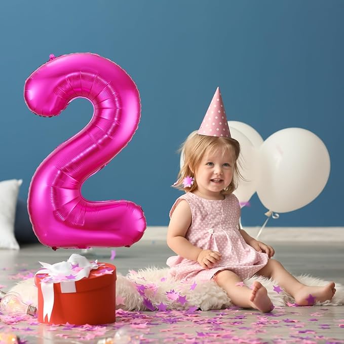 Hot Pink 0 Balloon, 40 Inch Number 0 Balloon, Birthday Balloon Decorations - Image 2
