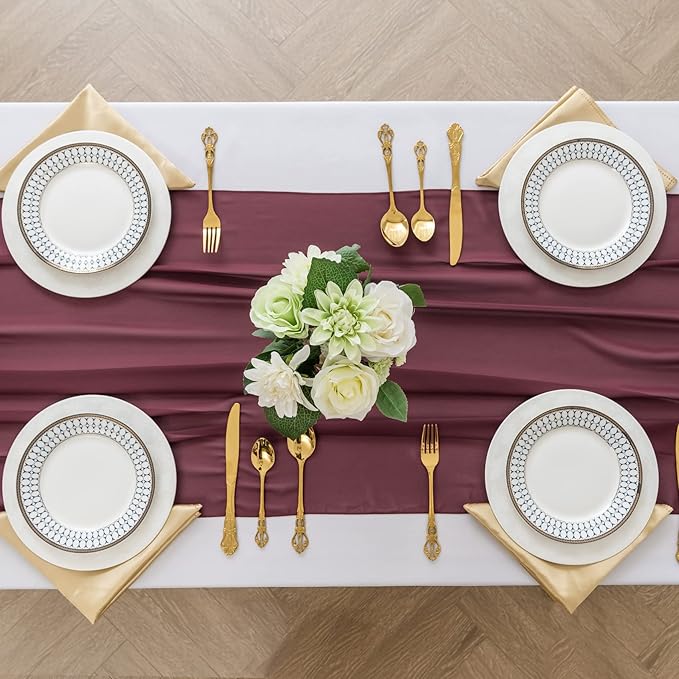 6Pack 9ft Chiffon Table Runner 14x108 Inch Sheer Romantic Table Runner - Image 3