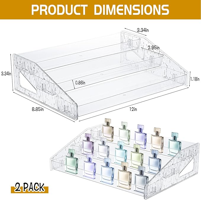 2 Pcs Perfume Organizer Stand, 3 Tier Acrylic Display Risers - Image 2