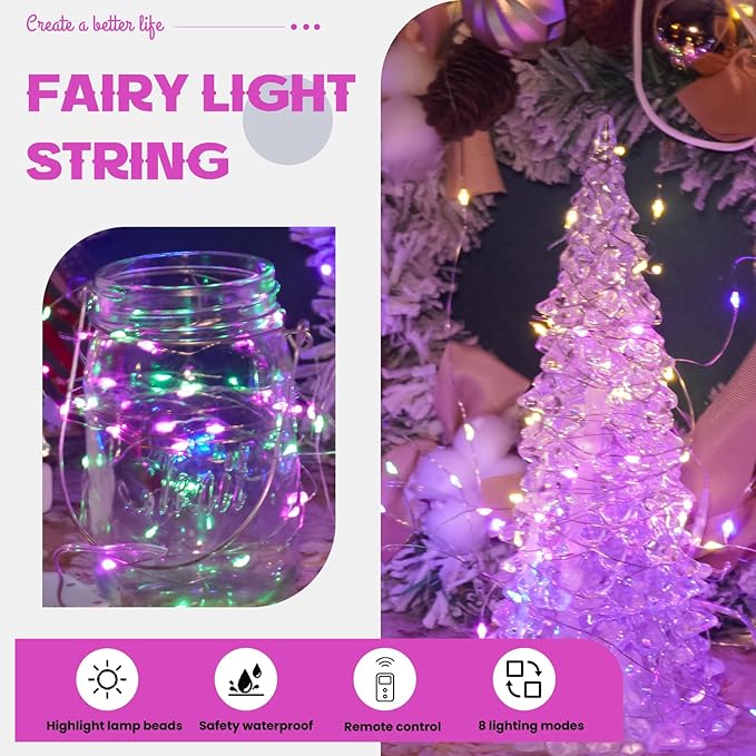 HXWEIYE 6 Pack Multicolor Fairy Lights Battery Operated - Image 5