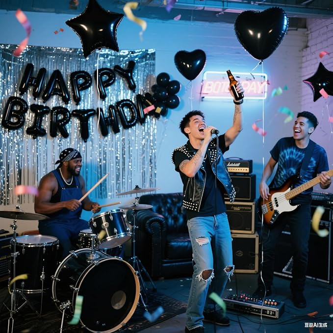 29 Pcs Black Silver Birthday Party Decorations - Image 3