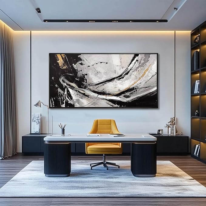 XIANSHOU Abstract Canvas Art Gold Line Painting Wall Art Black Poster - Image 4
