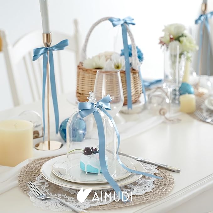 AIMUDI Dusty Blue Bows 5 × 10" Satin Bows - Image 3