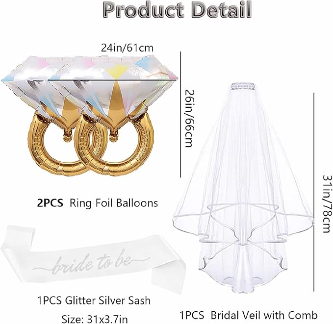 4PCS Bride To Be Sash and Veil - Image 2