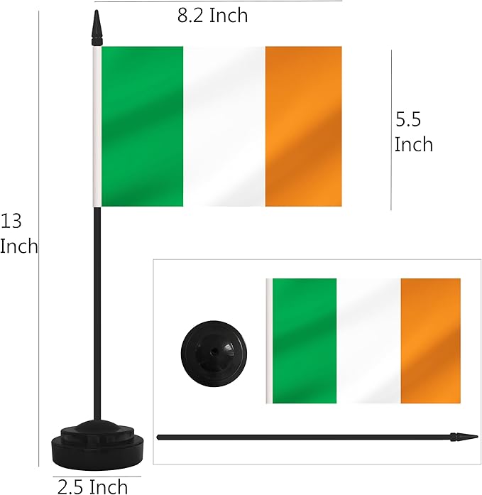 2 Pack Ireland Desk Flag Set, Irish Desktop Small Miniature Table Office Flag - Image 2