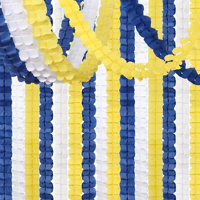 Navy-Blue White-Yellow Party-Decorations Streamers Garland by OURUOLA