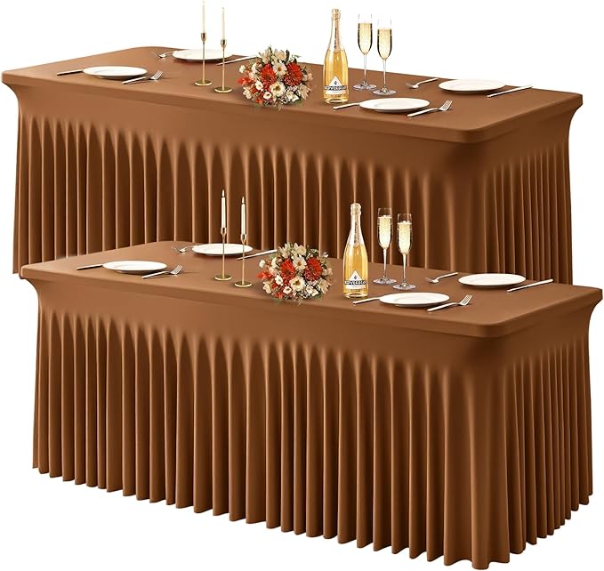Wish Care 2 Pack Brown Spandex Table Clothes by WishCare