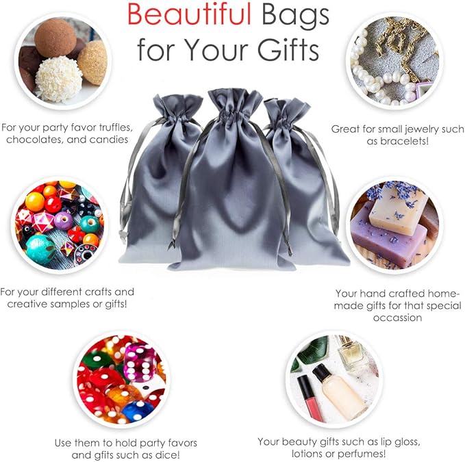 Silver Satin Gift Bags - Image 2