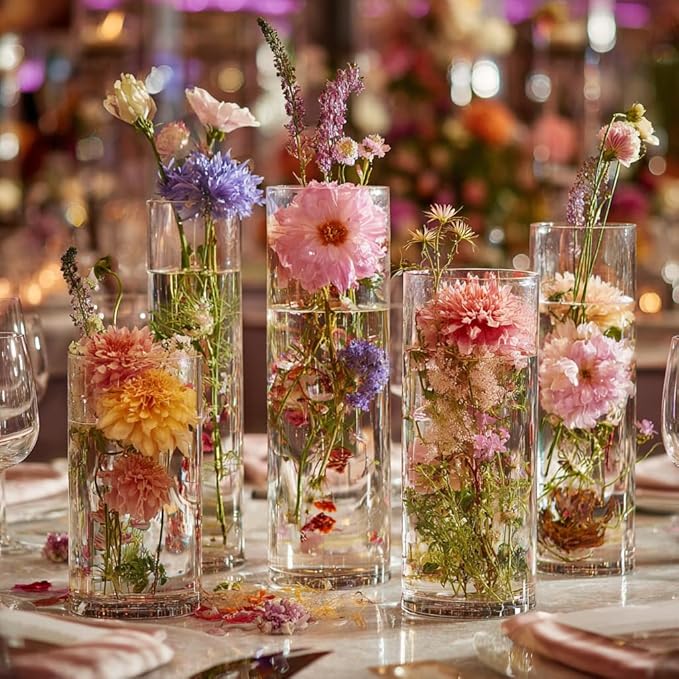 Glass Vase Cylindrical Vase for Tabletop Decoration, Candle Glass Vase - Image 3
