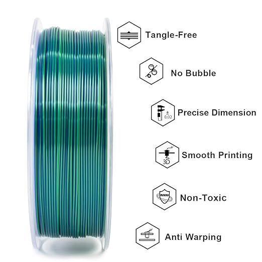 Geeetech 3D Printer Silk PLA Dual Color Filament, Metal-Like Shiny Silk - Image 2