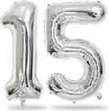 Number 15 Balloons Silver, Giant Number 1 & 5 Helium Foil Balloon by Lingqiang