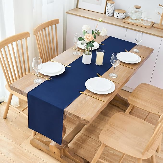 2 Pack Navy Blue Small Short Table Runner 12 x 48 Inch Solid Color Runners - Image 2