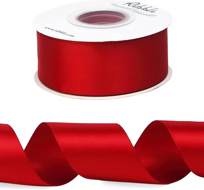 Ribbli Red Double Faced Satin Ribbon, 1-1/2” x Continuous 25 Yards, Use - Image 2