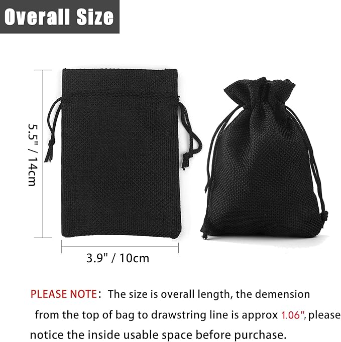 20pcs Burlap Drawstring Gift Bags, 3.9 x 5.5 Black Linen Pouches Candy Jewelry - Image 4