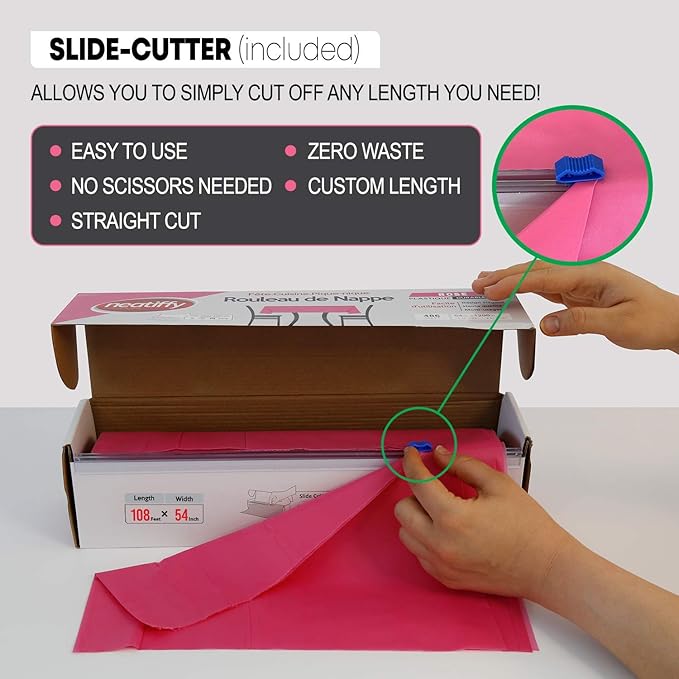 Neatiffy Disposable Plastic Table Cloth Roll | 54 in x 108 Ft Waterproof - Image 3