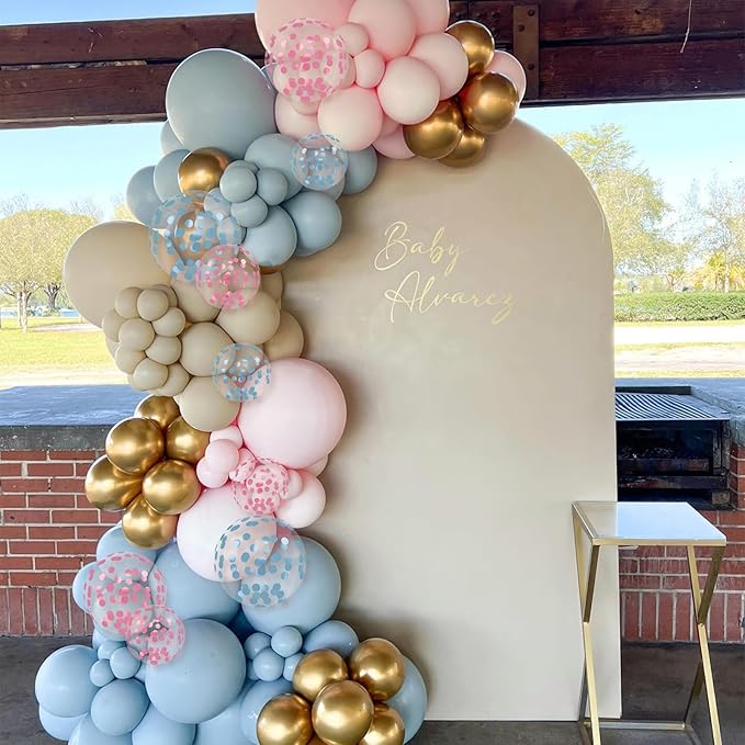 Gender Reveal Balloons, 12 Inches Pink And Blue Confetti Balloons - Image 6