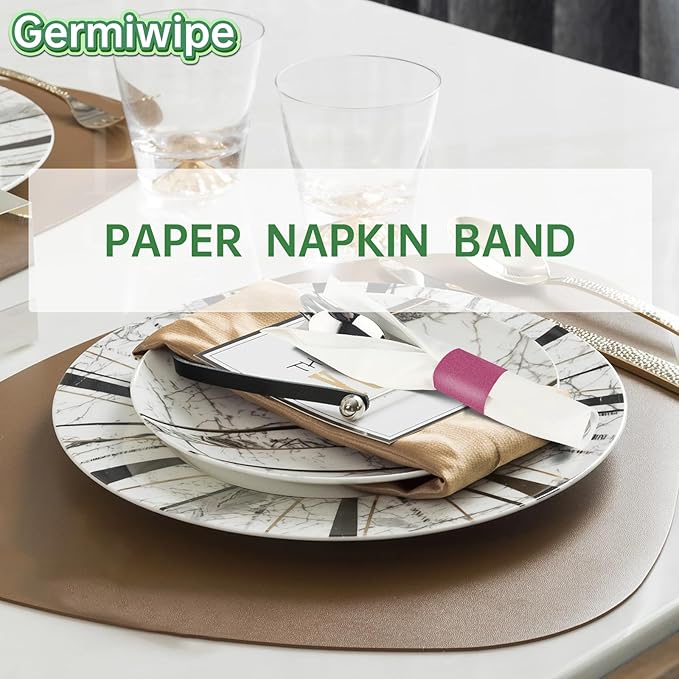 Germiwipe Paper Napkin Bands Box of 500, Napkin Rings Self Adhesive - Image 6