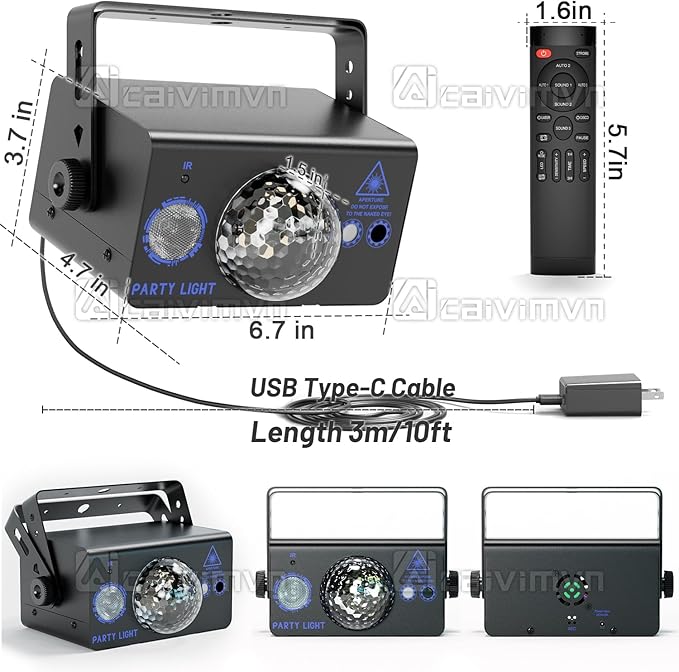 Disco Ball Light Party Lights, LED Sound Activated DJ Disco Light Stage Lights - Image 4