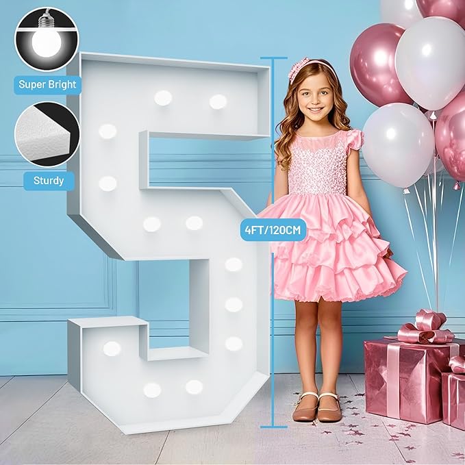4FT Marquee Light Up Numbers - Image 3