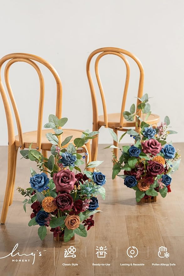 Ling's Moment 17.5" Tall Standing Artificial Flowers Arrangements 4pcs Fall - Image 4