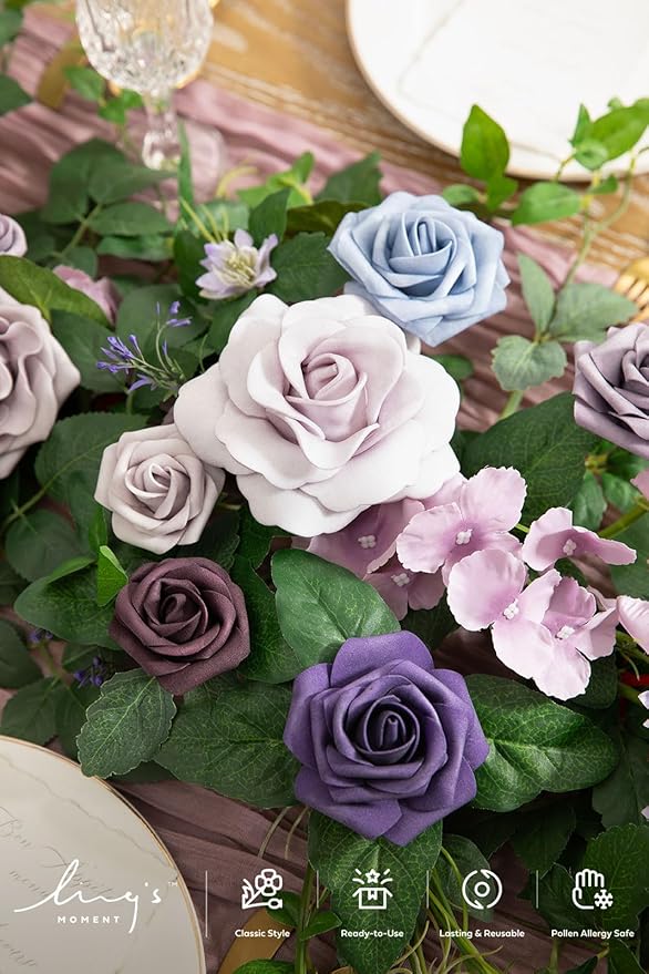 Ling's Moment Flower Garland - 6FT Eucalyptus & Rose - Sweetheart Table Decor - Image 4