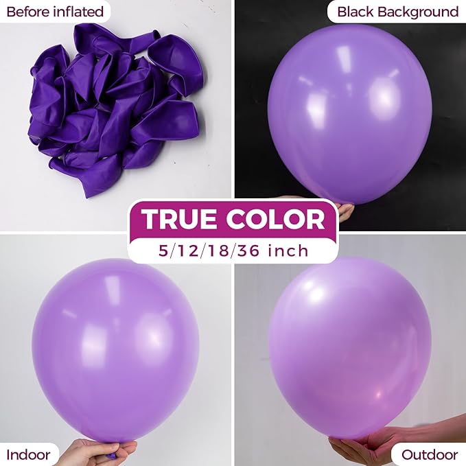 Bezente Purple Balloons Latex Party Balloons - Image 2