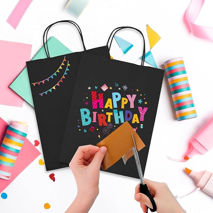 MESHA Gift Paper Bags 400 Pack 8X4.25X10.5 Black Medium Shopping Kraft Bags Bulk - Image 5
