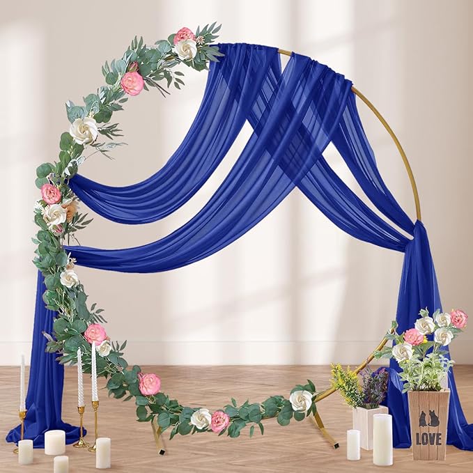 Royal Blue Wedding Arch Draping Fabric 2 Panels 29" x 20 FT Blue Wedding Drapes - Image 2
