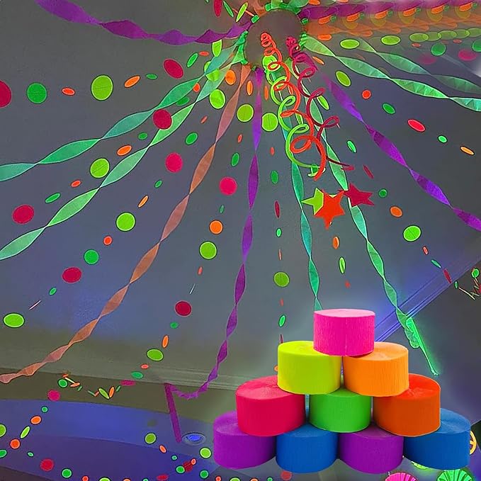 888 Feet Neon Glow Streamer Decorations - Image 3