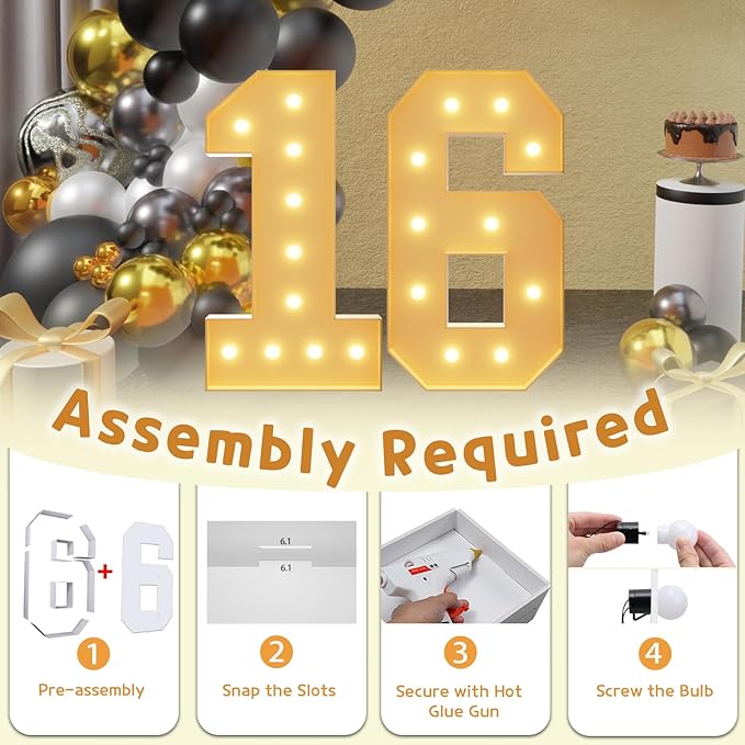 imprsv 4FT Marquee Numbers 16th Birthday Decorations - Image 3