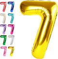 Digital Number 7 Gold Birthday Balloon 40 Inch, Foil Balloons by Upgesy