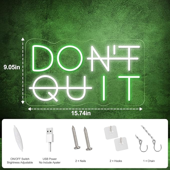 Don't Quit LED Neon Sign for Wall Decor, DO IT Neon Lights Party Decorations - Image 4