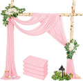 Wedding Arch Draping Fabric, 4 Panels 28" x20ft Pink Sheer Chiffon Curtain by HNPSTBNO