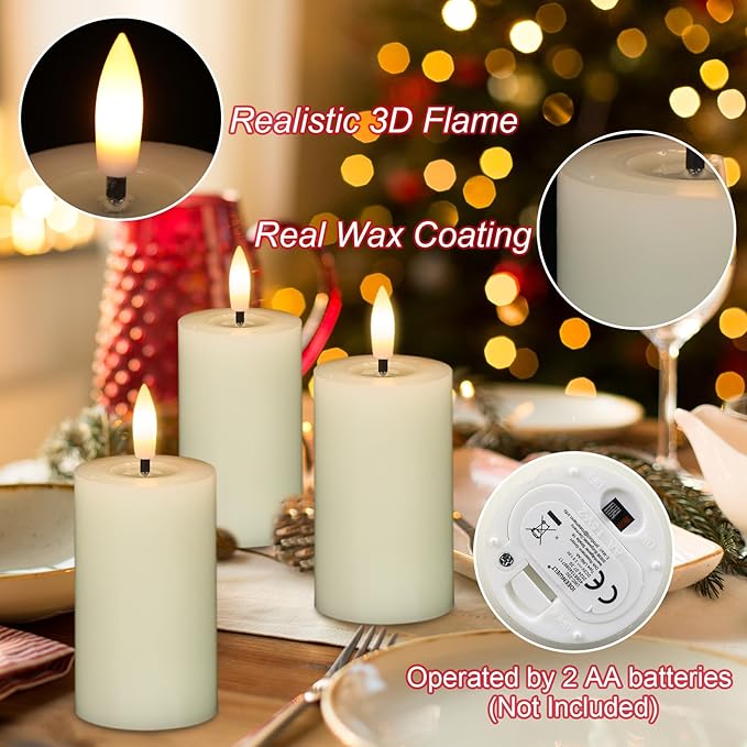 Flameless Candles with Remote Timer, Flickering Pillar Candles - Image 2