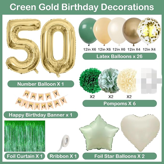 Sage Green 50th Birthday Decorations - Image 4