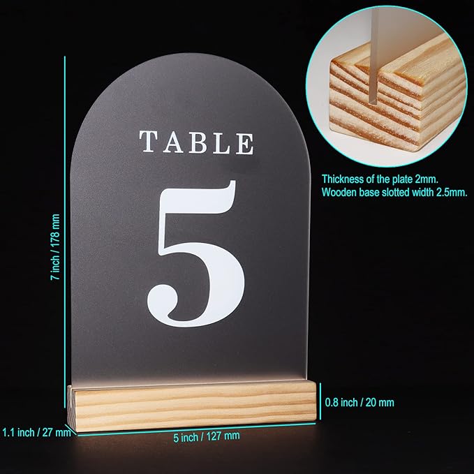 Wedding Table Numbers 1-20, Acrylic Arch Signs - Image 3