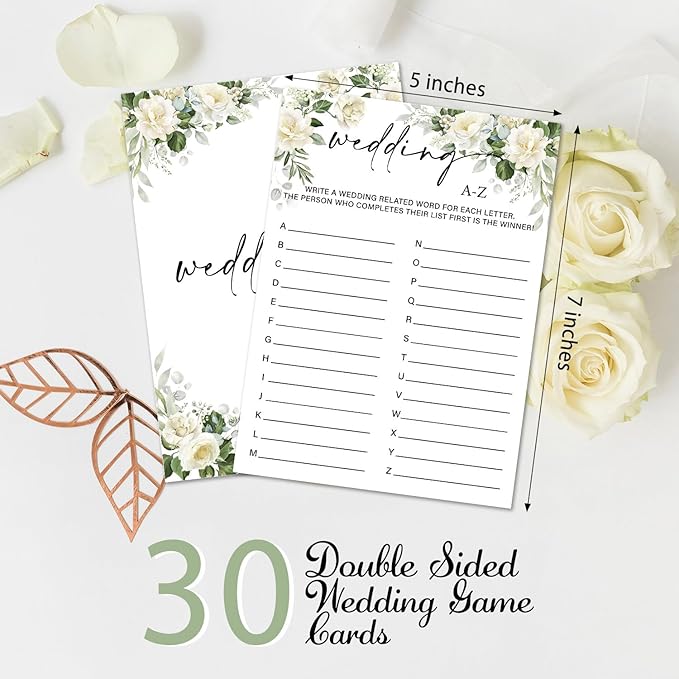 Eucalyptus Bridal Shower Games 30 Guests, Wedding A-Z Bridal Games - Image 2