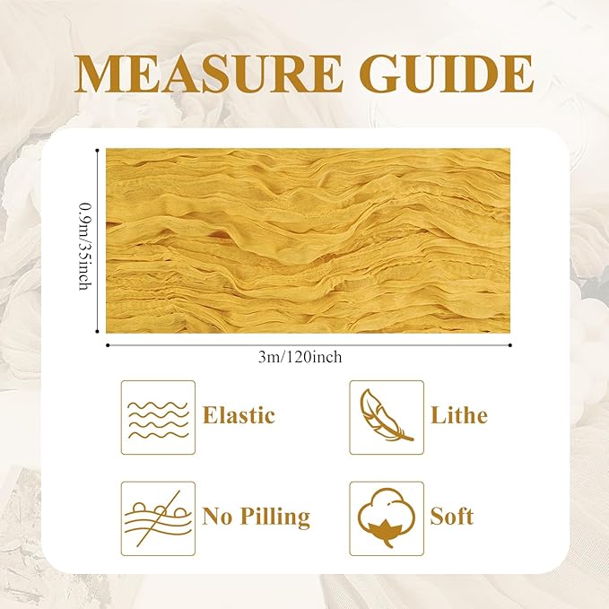 Asee'm 2pcs Cheesecloth Table Runner 120 Inches Long Gold Boho Gauze Cheese - Image 2