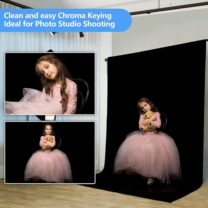 HEMMOTOP Black Backdrop Curtain, 5x6.5 ft Black Photo Backdrop - Image 7