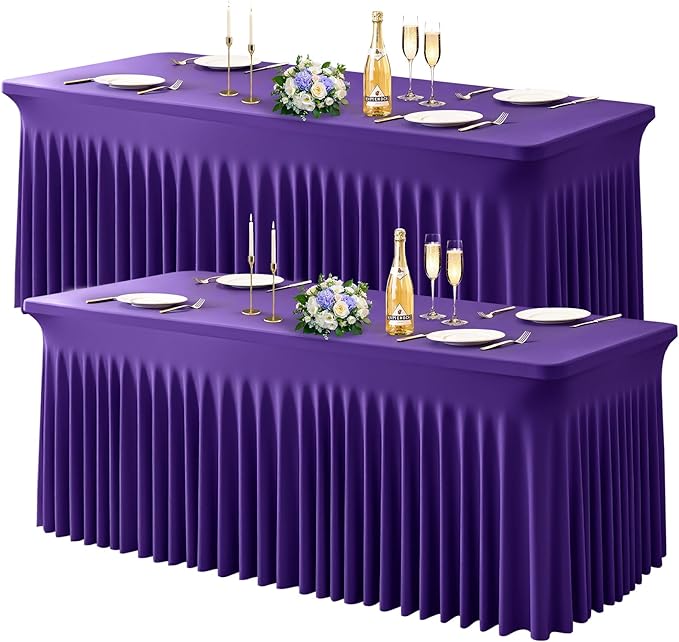 Wish Care 2 Pack Dark Purple Spandex Table Clothes by WishCare