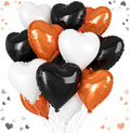 Black Orange Heart Balloons, 18 Inch Black White Orange Heart Foil Shape Balloon by vibzox