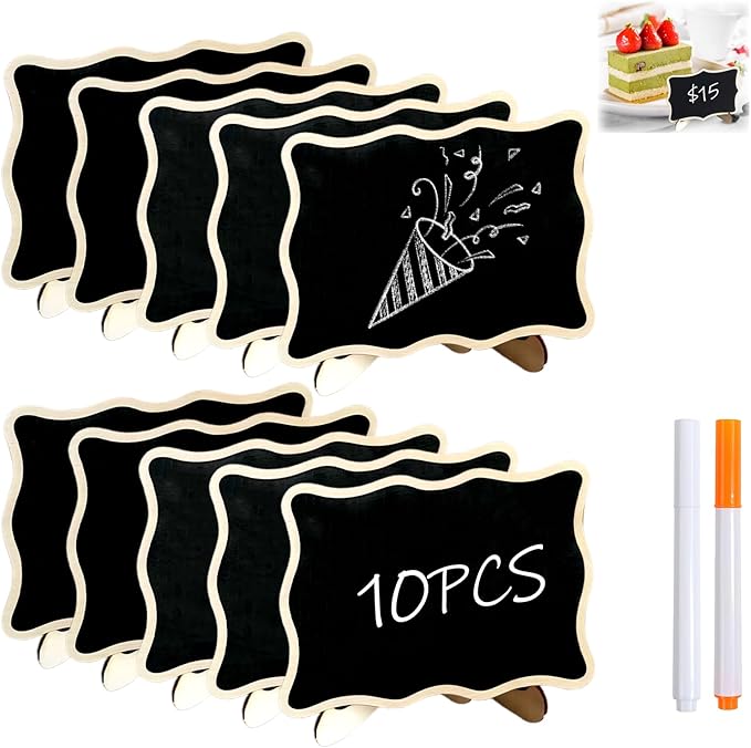 10PCS Mini Chalkboard Signs, Framed Small Chalk Board Food Labels by Unknown