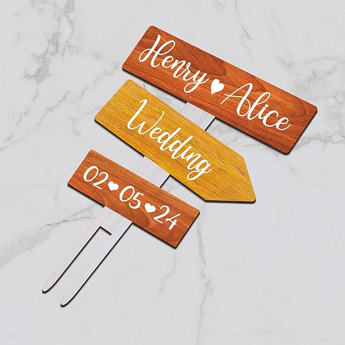 Personalized Rustic Fall Wedding Cake Topper in Wood Custom Bride & Groom Names - Image 5