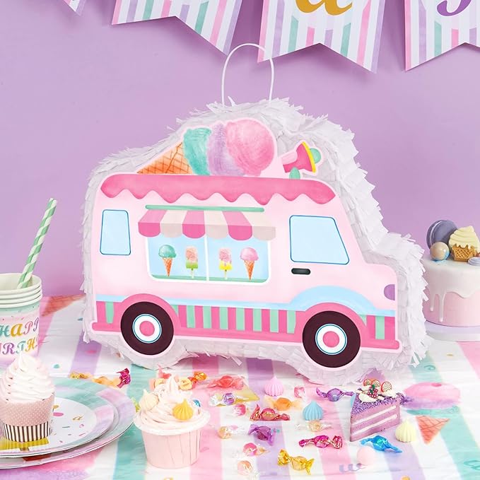 WERNNSAI Ice Cream Piñata -15.7'' x 12.2'' Ice Cream Truck Piñata - Image 2