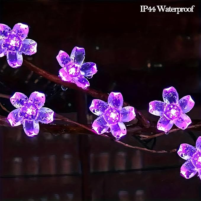 Decorative Flower String Lights, 33ft 100 LED Clear Wire Plug in Fairy Lavender - Image 7