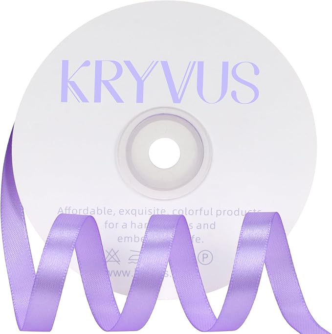 Light Purple Satin Ribbon 3/8 inch X Continuous 50 Yards, Single Face Polyester by Kryvusribbon